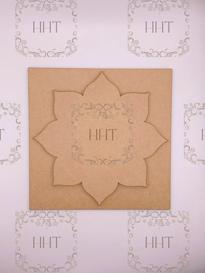 Laser Cut MDF, Mandala, Universe Symbol, Square Plaque, Center Overlay, Base, Blank, Panel, 2 pc, Decoupage, Mixed Media, 8 x 8 in x 1/8 in Handcrafted Holiday Traditions