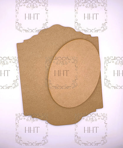 Laser Cut MDF, Base, Blank, Plaque, Center, Oval Overlay, Wall Decor, Panel, 2 piece blank, Decoupage, Mixed Media, 8 x 10 in, 1/8 inch Handcrafted Holiday Traditions
