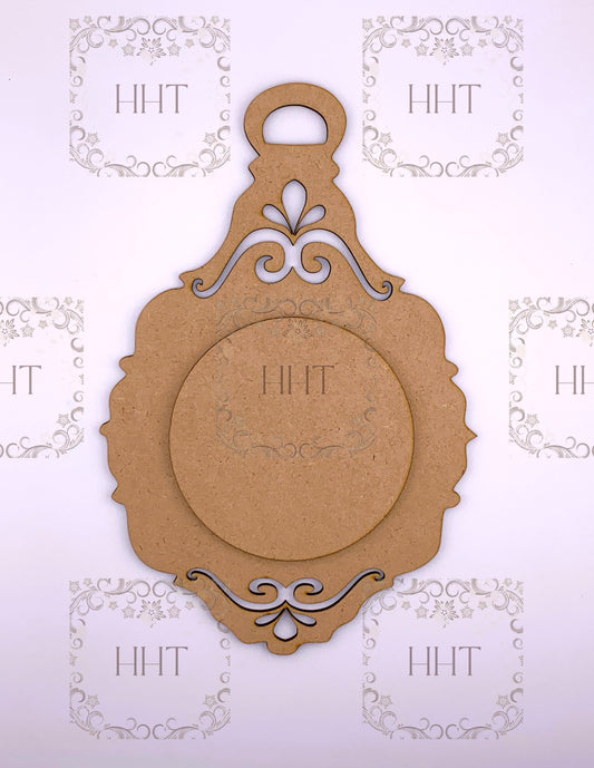 Laser Cut MDF, Vintage Style, Pendant, Ornament, Blank, Base, Center Overlay 2 piece, Decoupage, Crafts, Mixed Media, 6 x 9 in, 1/8