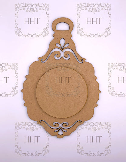 Laser Cut MDF, Vintage Style, Pendant, Ornament, Blank, Base, Center Overlay 2 piece, Decoupage, Crafts, Mixed Media, 6 x 9 in, 1/8 Handcrafted Holiday Traditions