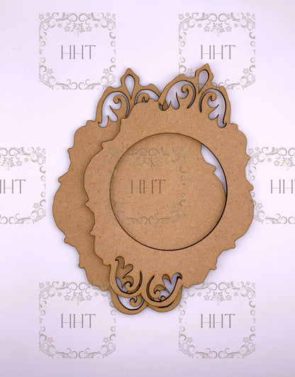 Laser Cut MDF Vintage Style, Pendant, Ornament, Blank, Base, Frame Overlay, 2 piece, Decoupage, Mixed Media, Crafts, 5 3/4 x 8 in, 1/8 Handcrafted Holiday Traditions