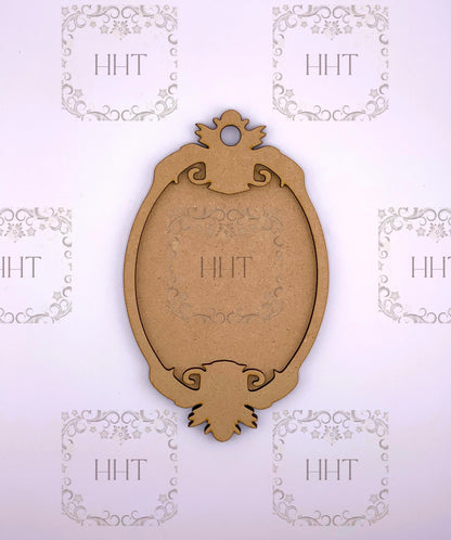 Laser Cut MDF, Vintage Style, Pendant, Ornament, Blank, Base, Frame Overlay, 2 pc, Decoupage, Crafts, Mixed Media, 4 x 7 in, 1/8 Handcrafted Holiday Traditions