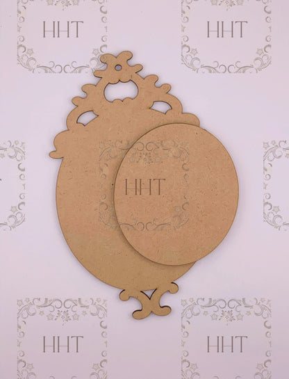 Laser Cut MDF Christmas Pendant Ornament Base Blank and center overlay 2 piece for Decoupage Crafts, Mixed Media, 9 x 5 in, 1/8 Handcrafted Holiday Traditions