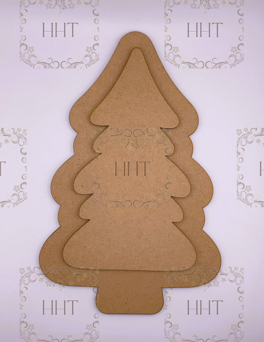 Laser Cut MDF, Christmas Tree, Plaque, Blank, Base, Overlay, Decoupage, Mixed Media, Crafts,, 2 Pieces, 7.5"w x 11.5"h, 1/8"