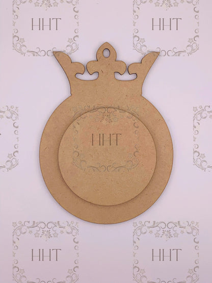 Laser Cut MDF, Ornament. Base, Blank, Princess, Queen, King, Crown, Center Overlay, 2 pc for Decoupage, Crafts, Mixed Media,, 1/8 Handcrafted Holiday Traditions