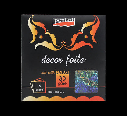 Pentart, Decor Foils, Metallic, Hologram, Glitters, Silver, Bronze, Gold, Red, Blue, Frozen, 14 x 14 cm Pentart