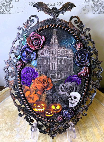 Laser Cut, MDF, Blank, Base, Plaque, Ornament, Center Overlay Oval, 2 pc, Decoupage, Mixed Media, Vintage Style, Halloween, Bat, Wall Art Handcrafted Holiday Traditions