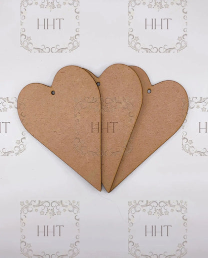 Laser Cut MDF, Heart Ornament, Blank, Base, Set 3, Decoupage Crafts, Mixed Media, 4" x 6", 1/8" thick Handcrafted Holiday Traditions