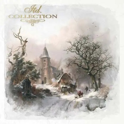 ITD Collection, Rice Paper, Mini Set, Decoupage RSM088, 6 sheets, Christmas, Snow, Winter Landscape, Rounds, Holiday Themes, Ornament Rounds ITD Collection