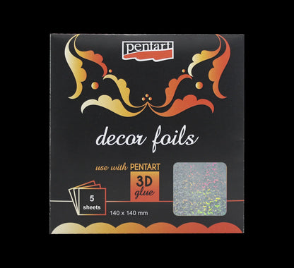 Pentart, Decor Foils, Metallic, Hologram, Glitters, Silver, Bronze, Gold, Red, Blue, Frozen, 14 x 14 cm Pentart