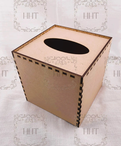 Laser Cut MDF, Square, Tissue, Box, Cover, Craft, Base, Blank, Canvas, Decoupage, Mixed Media, Paintable, 5 pc, 5.25" x 5.25" x 5.25" Handcrafted Holiday Traditions