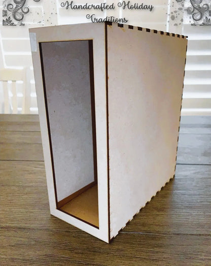 Laser Cut MDF, Book Nook Kit, Craft, Base, Blank, Canvas, for Decoupage, Mixed Media, Paintable, 8.5" deep x 9.5" high x 4.25" wide Handcrafted Holiday Traditions