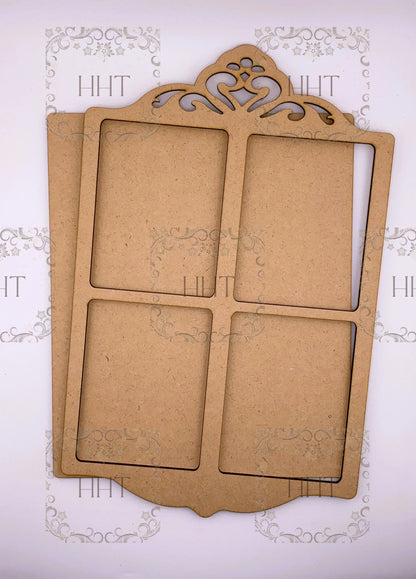 Laser Cut MDF, Base, Blank, Overlay, Plaque, Panel, 2 piece, Windowpane, Vintage Style, Decoupage, Mixed Media, Craft, 8 X 12.5 , 1/8 Handcrafted Holiday Traditions