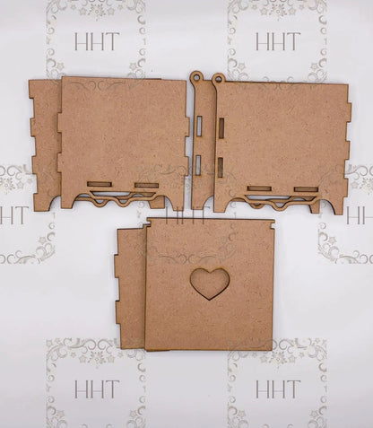 Laser Cut MDF, Trinket, Jewelry, Gift Box, Craft, Base, Blank, Canvas, Square, Decoupage, Mixed Media, Paintable, 6 pc, 4 x 4 x 4.25 Handcrafted Holiday Traditions