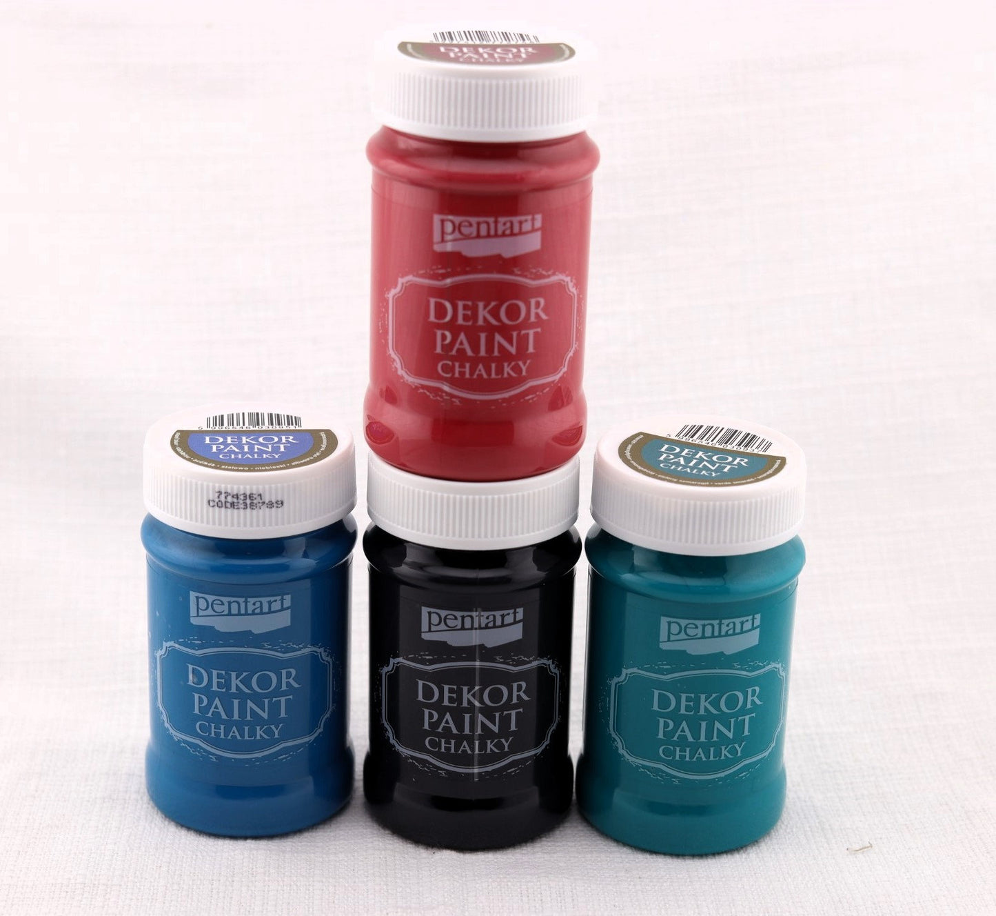 Pentart, Dekor, Chalky Paint, Country Colors, Cardinal Red, Ebony, Emerald, Steel Blue, Matte, Quick Dry, Chalk Paint, 100 ml