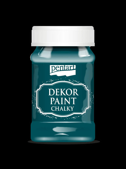 Pentart, Dekor, Chalky Paint, Country Colors, Cardinal Red, Ebony, Emerald, Steel Blue, Matte, Quick Dry, Chalk Paint, 100 ml Pentart