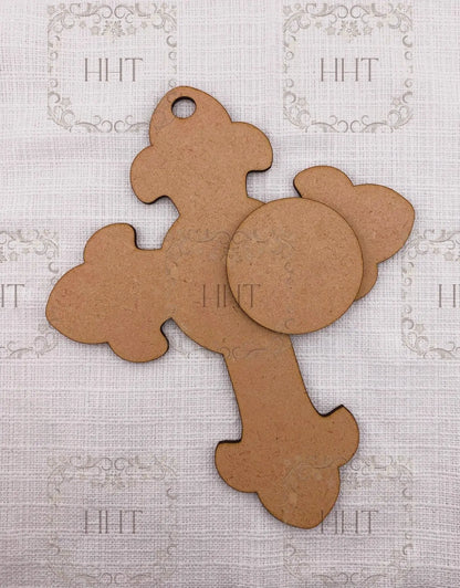 Laser Cut MDF Christmas, Cross, Ornament, Base, Blank, Canvas, Decorative, 2 piece, Decoupage, Mixed Media, Crafts,, 6" x 7.5" 1/8 " Handcrafted Holiday Traditions