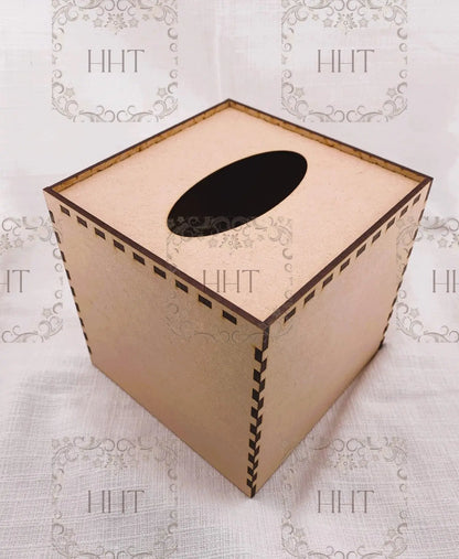 Laser Cut MDF, Square, Tissue, Box, Cover, Craft, Base, Blank, Canvas, Decoupage, Mixed Media, Paintable, 5 pc, 5.25" x 5.25" x 5.25" Handcrafted Holiday Traditions