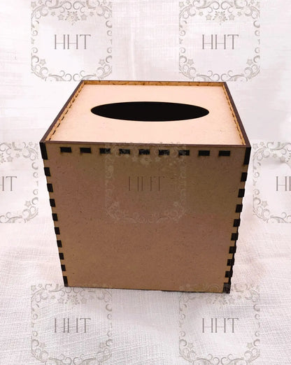 Laser Cut MDF, Square, Tissue, Box, Cover, Craft, Base, Blank, Canvas, Decoupage, Mixed Media, Paintable, 5 pc, 5.25" x 5.25" x 5.25" Handcrafted Holiday Traditions