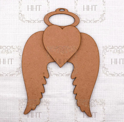 Laser Cut MDF, Angel Wings, Heart, Pendant, Ornament, Blank, Base, Center Overlay 2 pc, Decoupage, Crafts, Mixed Media, 5 x 7 in, 1/8 Handcrafted Holiday Traditions