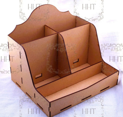 Laser Cut MDF, Desk Organizer, Stationary, Charging Station, Craft, Base, Blank, Canvas, Decoupage, Mixed Media, 8.5”w x 7”d x 7.25"h Handcrafted Holiday Traditions