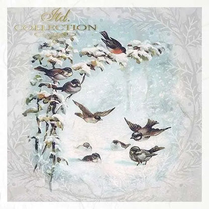 ITD Collection Rice Paper Mini Set for Decoupage RSM084, 6 sheets of rice paper 14,8x14,8 cm, Winter, Birds, Snow, Ornaments, Decorations ITD Collection