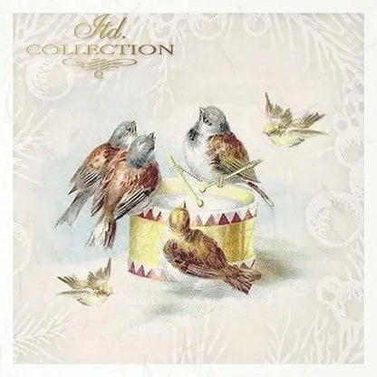 ITD Collection Rice Paper Mini Set for Decoupage RSM084, 6 sheets of rice paper 14,8x14,8 cm, Winter, Birds, Snow, Ornaments, Decorations ITD Collection