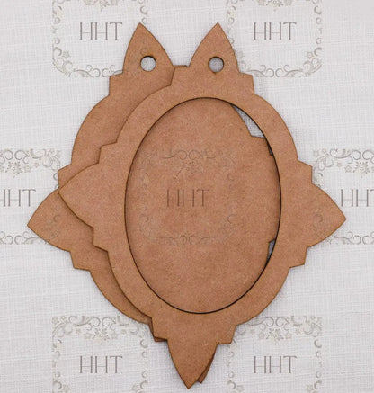 Laser Cut MDF Christmas Pendant Ornament Base Blank Star and Frame 2-pc, Decoupage Crafts, Mixed Media, 8 x 6.5 , 1/8 Handcrafted Holiday Traditions