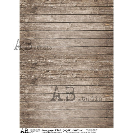 AB Studio, Rice Paper, Decoupage, Shabby Chic, Vintage Style, Rustic Wood, Background, Wallpaper,  2517, A4 8.27 X 11.69