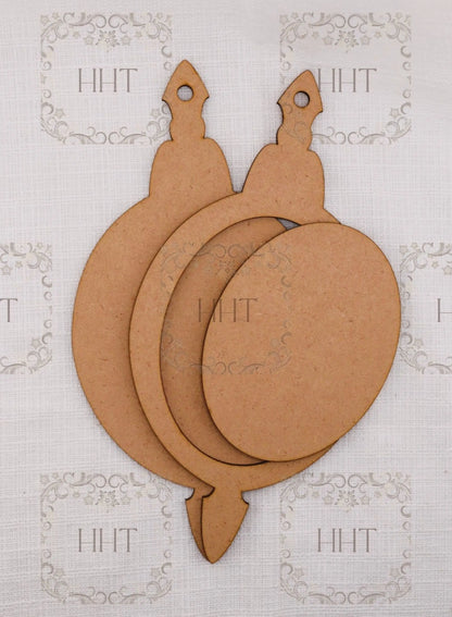 Laser Cut MDF Vintage Style Christmas Pendant Ornament Base Blank frame 3-piece, Decoupage, Mixed Media, Craft, Crafts, 9 x 4.5 , 1/8 Handcrafted Holiday Traditions