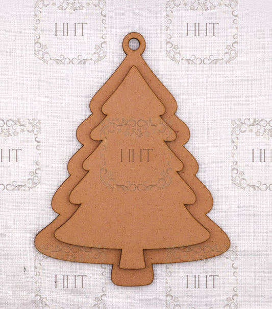 Laser Cut MDF, Christmas Tree, Pendant, Ornament, Blank, Base, Center Overlay 2 pc, Decoupage, Crafts, Mixed Media, 5.5" x 7" , 1/8