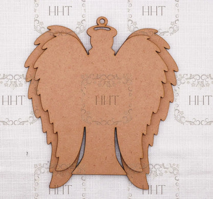 Laser Cut MDF Angel, Wings, Pendant, Ornament, Blank, Base, Center Overlay 2 pc, Decoupage, Crafts, Mixed Media, 6.5" x 7" , 1/8 Handcrafted Holiday Traditions