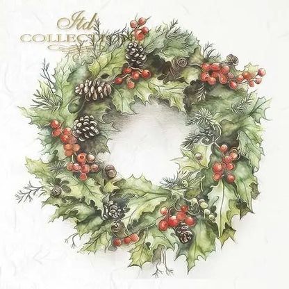 ITD Collection, Rice Paper, Mini Set, Decoupage RSM100, 6 sheets, 14,8x14,8 cm, Christmas Wreaths, Holiday Decorations, Rounds, Ornaments ITD Collection