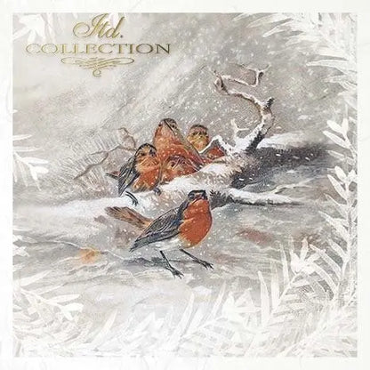 ITD Collection Rice Paper Mini Set for Decoupage RSM084, 6 sheets of rice paper 14,8x14,8 cm, Winter, Birds, Snow, Ornaments, Decorations ITD Collection