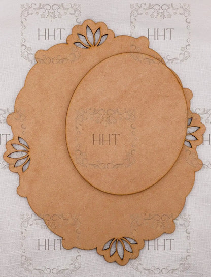 Laser Cut MDF Vintage Style Wood Base and Overlay Panel, 2 pc, Decoupage Mixed Media 26cm x 21cm, 10.25 x 8.5 in, 1/8 inch, 3mm Handcrafted Holiday Traditions