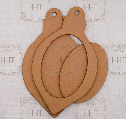 Laser Cut MDF, Oval, Vintage Style Christmas Pendant Ornament Base Blank frame 3-piece, Decoupage, Mixed Media, Crafts, 5 x 8.5 , 1/8 in Handcrafted Holiday Traditions