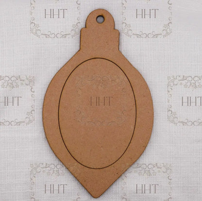 Laser Cut MDF, Oval, Vintage Style Christmas Pendant Ornament Base Blank frame 3-piece, Decoupage, Mixed Media, Crafts, 5 x 8.5 , 1/8 in Handcrafted Holiday Traditions
