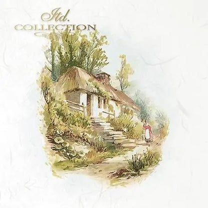 ITD Collection Rice Paper Mini Set for Decoupage RSM071, 6 sheets of rice paper 14,8x14,8 cm, Farm, Country Houses, Cottages, Landscapes ITD Collection