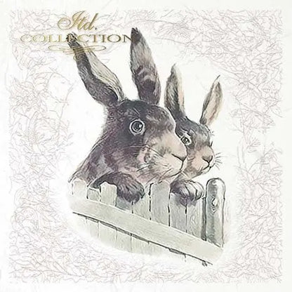 ITD Collection Rice Paper Mini Set for Decoupage RSM070, 6 sheets of rice paper 14,8x14,8 cm, Easter, Bunnies, Eggs, Rabbits, Spring ITD Collection