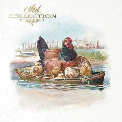 ITD Collection Rice Paper Mini Set Decoupage RSM067, 6 sheets of rice paper 14,8x14,8 cm, Easter, Birds, Chicken, Hen, Vintage Style, Eggs ITD Collection