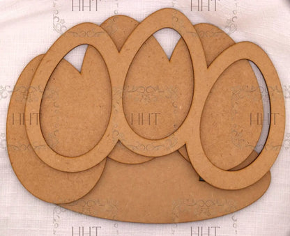 Laser Cut MDF, Standing, Spring, Easter Egg Trio, Plaque, Panel, Overlay Frame, Stand, 3 pc, Decoupage, Crafts, Mixed Media,, 10.5"w x 7"h Handcrafted Holiday Traditions