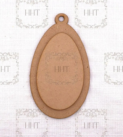 Laser Cut MDF, Easter Egg, Blank, Base, Ornament, Center Oval Overlay, 2 piece, Craft, Canvas, Decoupage, Mixed Media, 3.5"w x 6.25"l 1/8 in Handcrafted Holiday Traditions