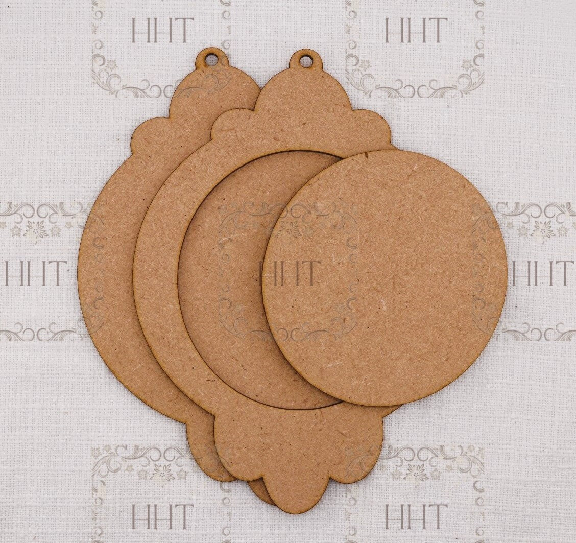 Laser Cut MDF, Vintage Style, Christmas, Pendant, Ornament, Base, Blank, frame 3 pc, Decoupage, Mixed Media, Crafts, 5 x 7 , 1/8 inch