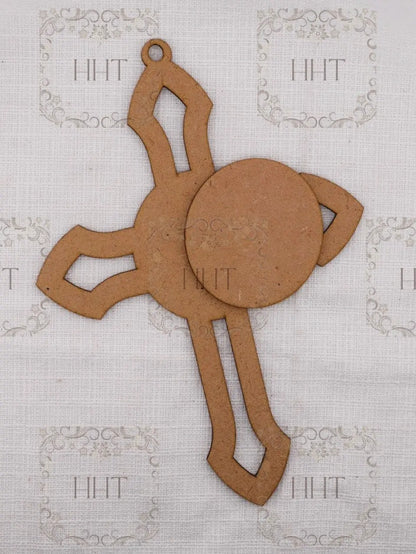 Laser Cut MDF, Christmas, Cross, Ornament, Blank, Base, Overlay Circle, Decoupage, Mixed Media, Crafts,, 6.5"w x 9.25"l, 1/8" , 2 piece Handcrafted Holiday Traditions