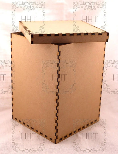 Laser Cut MDF, Basic, Box, with Lid, Buildable Kit, Craft, Base, Blank, Canvas, Decoupage, Mixed Media, Paintable, 10 pc, 2 sizes, Crafts Handcrafted Holiday Traditions