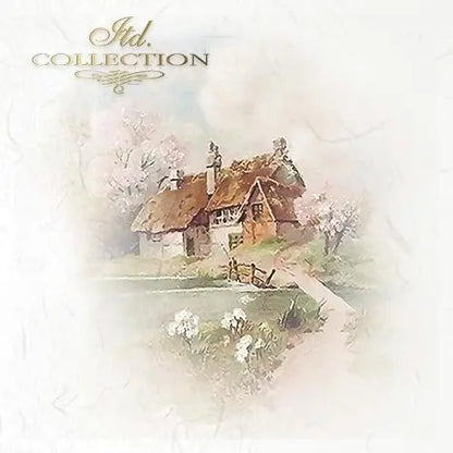ITD Collection Rice Paper Mini Set for Decoupage RSM071, 6 sheets of rice paper 14,8x14,8 cm, Farm, Country Houses, Cottages, Landscapes ITD Collection