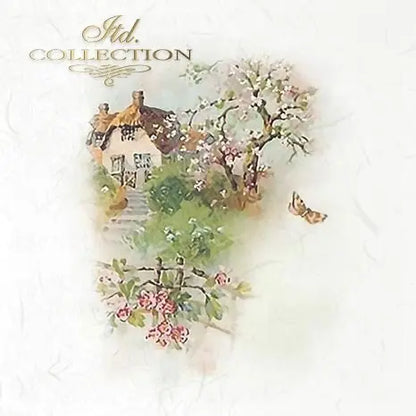 ITD Collection Rice Paper Mini Set for Decoupage RSM071, 6 sheets of rice paper 14,8x14,8 cm, Farm, Country Houses, Cottages, Landscapes ITD Collection