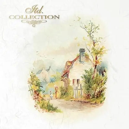 ITD Collection Rice Paper Mini Set for Decoupage RSM071, 6 sheets of rice paper 14,8x14,8 cm, Farm, Country Houses, Cottages, Landscapes ITD Collection