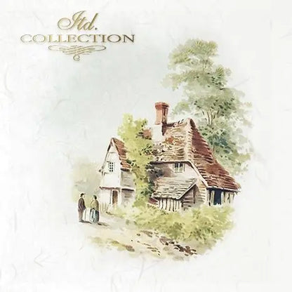 ITD Collection Rice Paper Mini Set for Decoupage RSM071, 6 sheets of rice paper 14,8x14,8 cm, Farm, Country Houses, Cottages, Landscapes ITD Collection