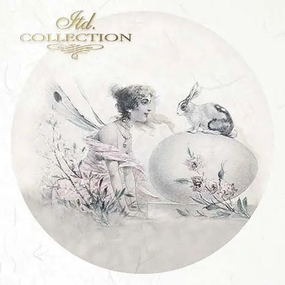 ITD Collection Rice Paper Mini Set for Decoupage RSM068, 6 sheets of rice paper 14,8x14,8 cm, Easter, Fairy, Egg, Flowers, Vintage Style ITD Collection